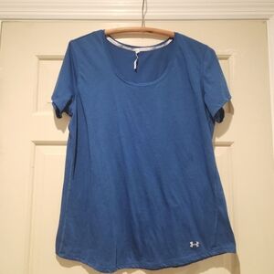 Under Armour Shirt Womens XL Blue  Running Breathable Short Sleeve